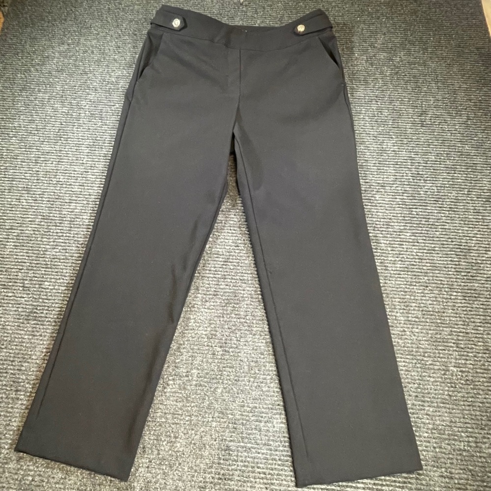 Rachel Zoe Black Straight Leg Gold‎ Button Dress Pants Trousers Womens Size 14
